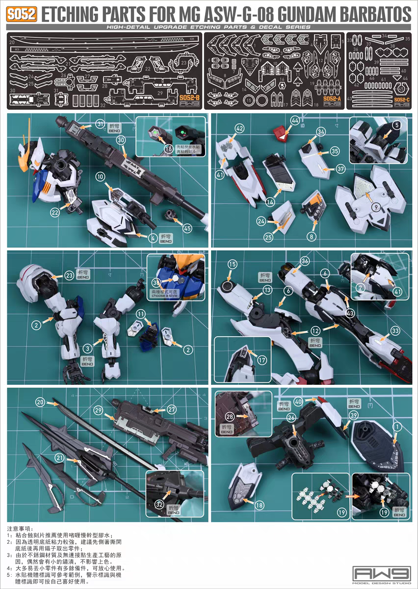 Thumbnail: MadWorks S52 MG Barbatos Gundam Photo Etch Metal Part Detail Upgrade