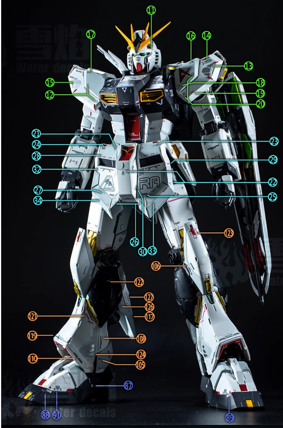 Thumbnail: Flaming Snow 1/60 Metal Structure Nu Gundam Waterslide Decals