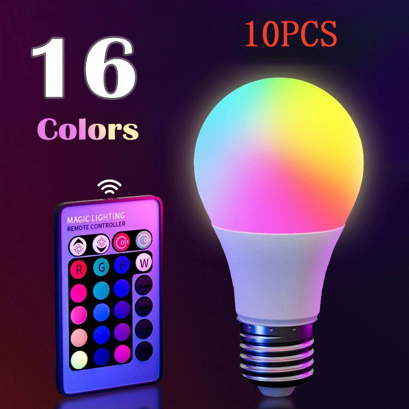 Miniatura: 16 Colors RGB Bulb LED Multicolor Bulb E27 220V Household Lighting Dimmable 24 K