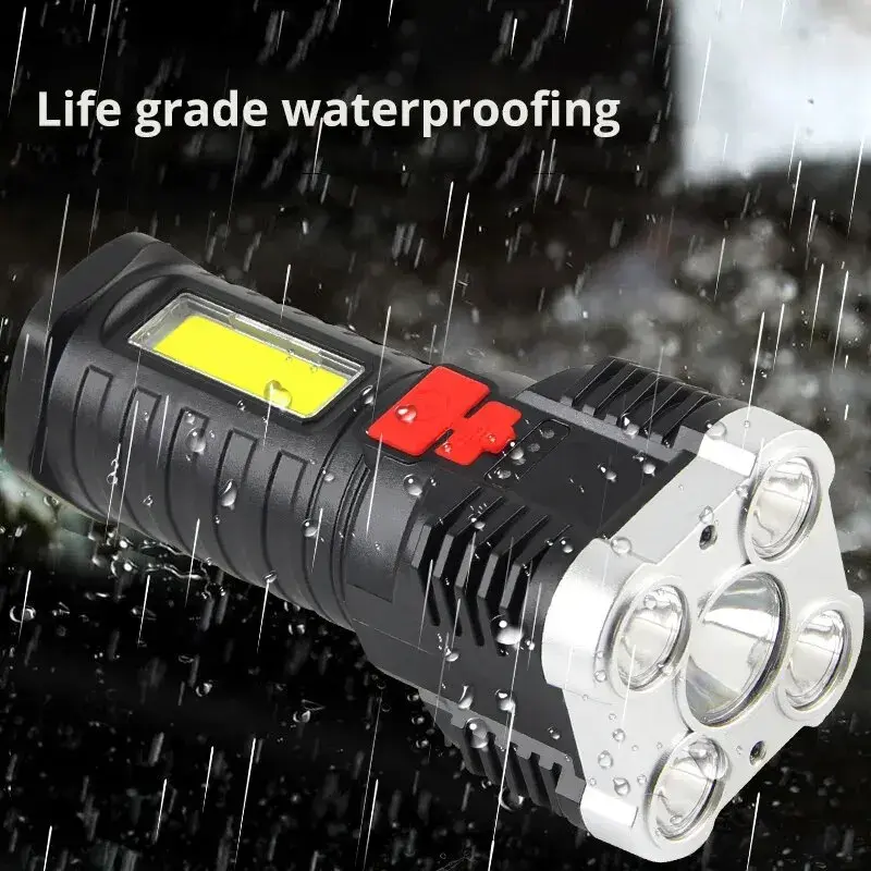 Miniatura: 5LED High Power Led Flashlights Rechargeable Camping Spotlight with Side Light 3