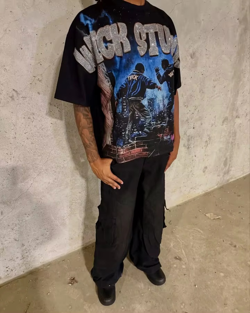 Thumbnail: Streetwear Vintage T Shirt Y2K Clothing Mens Womens Hip Hop Rock Graphic Print O