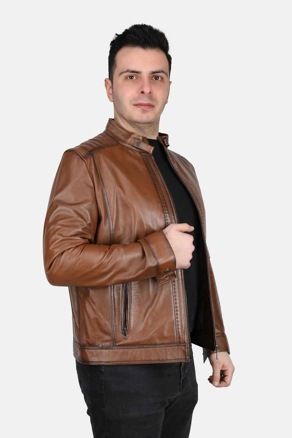 Küçük resim: Erkek Hakiki Deri Slim Fit Ceket – Modern Karizma ve Güçlü Stil