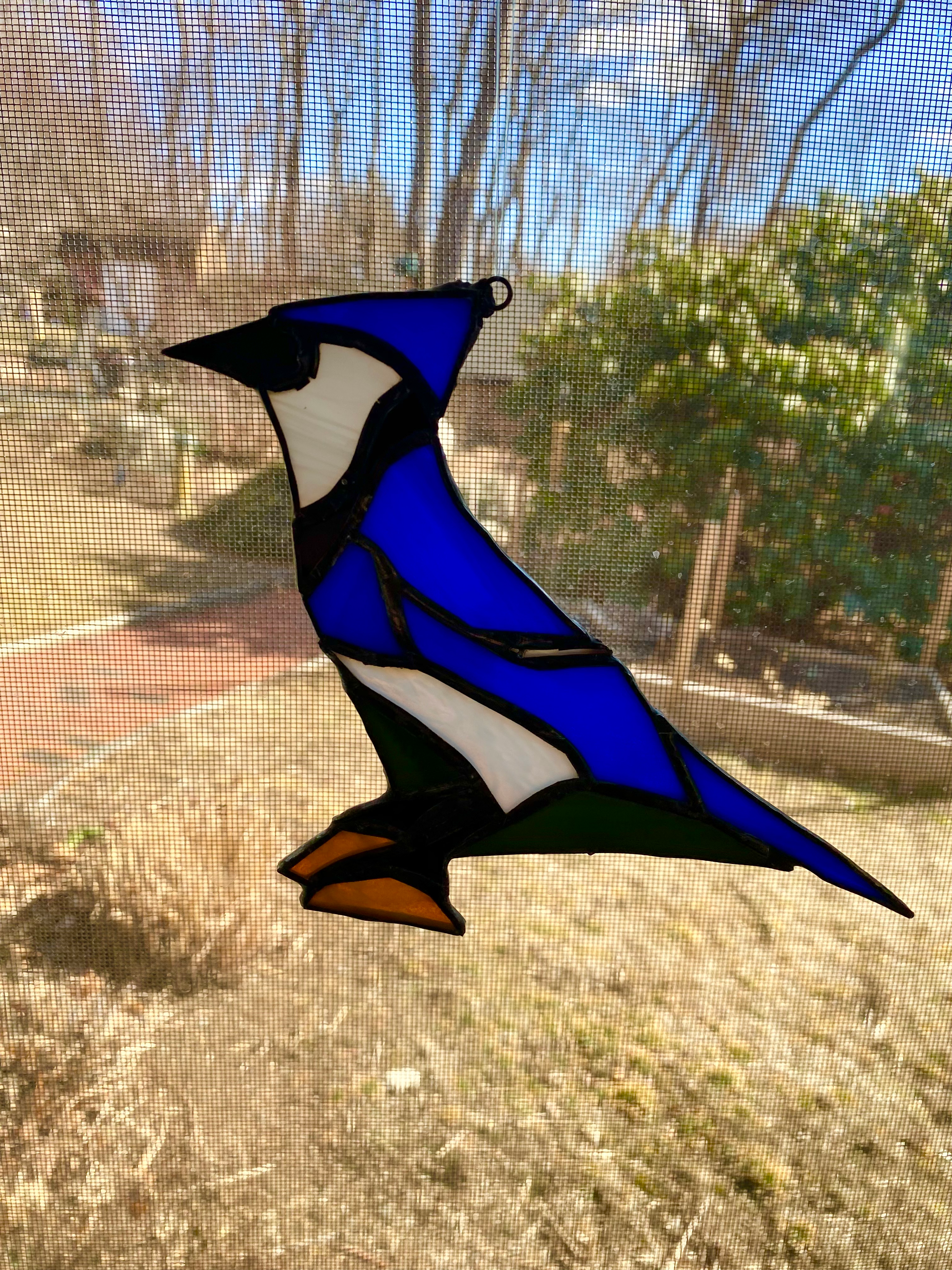 Stained glass Blue Jay 5 x 7"