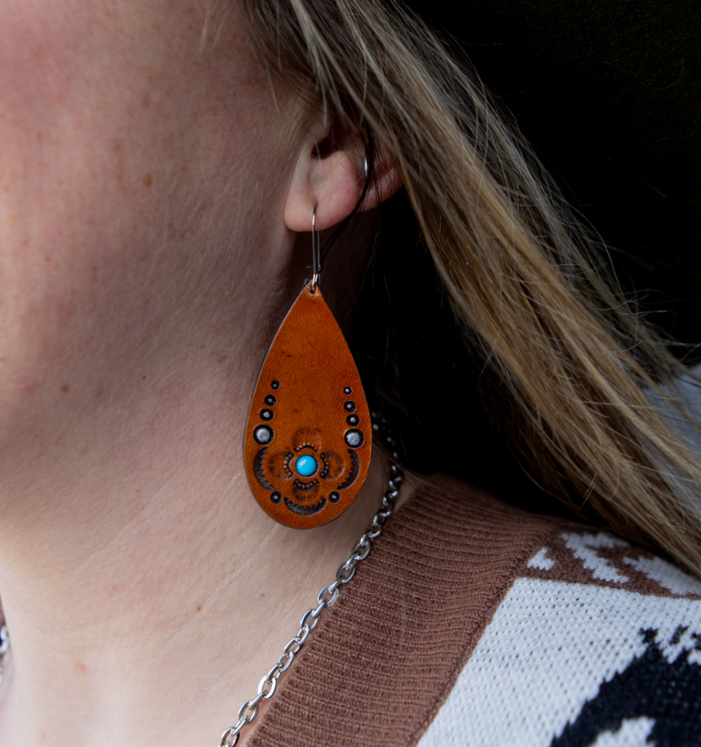 The Blue Belle - Leather Earrings