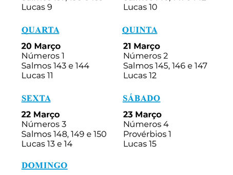 Leitura Bíblica - 18/03 a 24/03