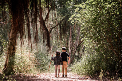 Family enjoying outdoor photo session at Nam Sang Wai forest trail