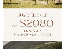 Play with Picture Summer Sale promotional poster offering a premium family photoshoot in Hong Kong for $2980, featuring outdoor water play family photography sessions at a private backyard studio in Yuen Long