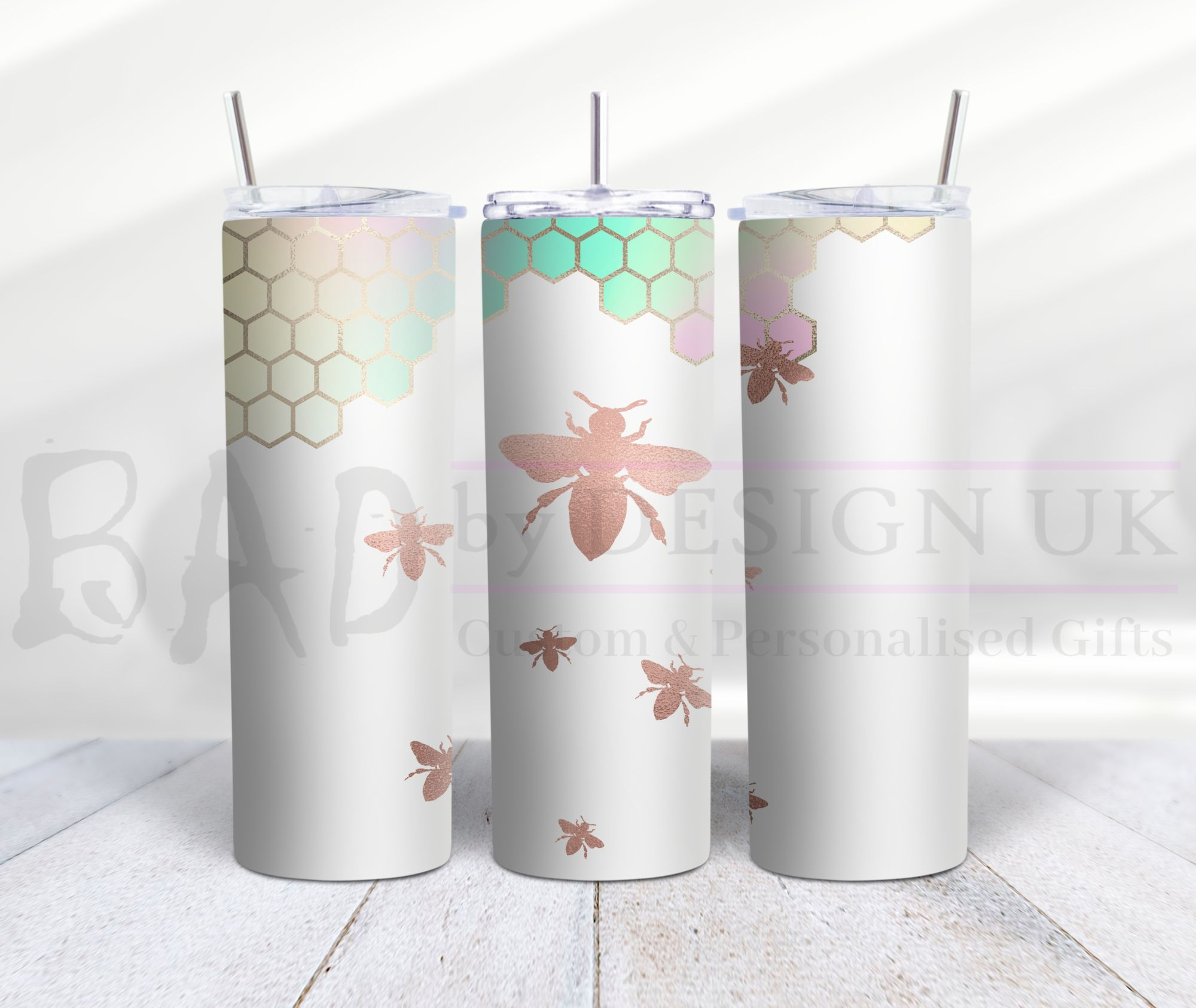 Rose Gold Bee Geometric Design 20oz Tumbler