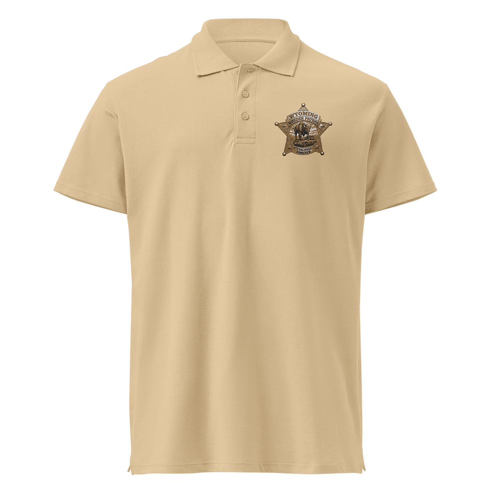 Thumbnail: Wyoming Border Patrol Badge Embroidered Polo Shirt