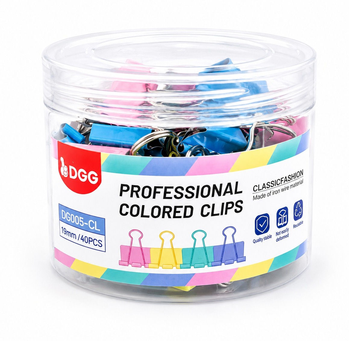 Prendedor Binder Clip Colorido 19mm ? Pote com 40 Unidades