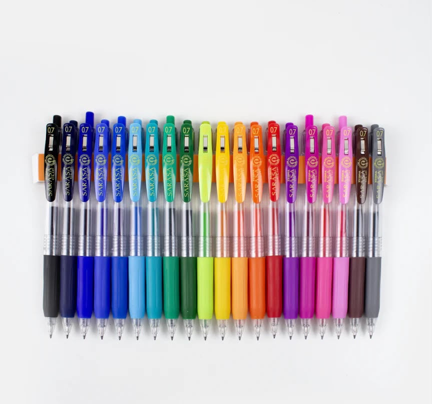 Kit de Canetas Gel Sarasa 0.7mm, 20 Cores Vibrantes