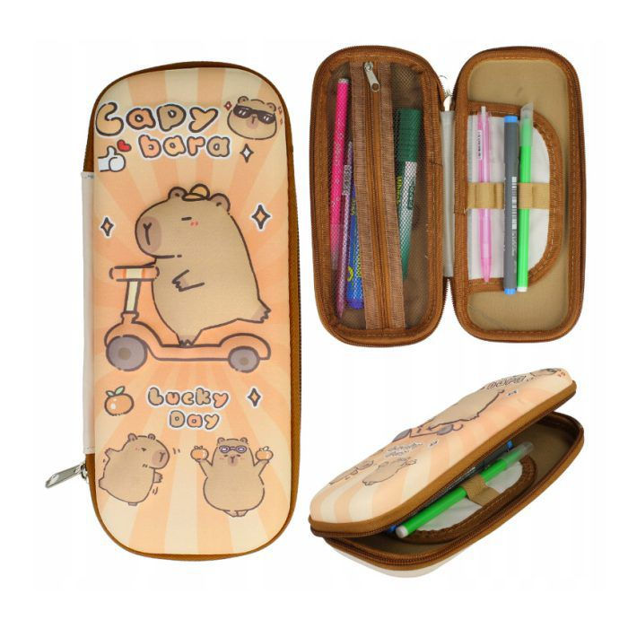 Estojo Escolar de Capivara 3D com Divisórias - imagem 2