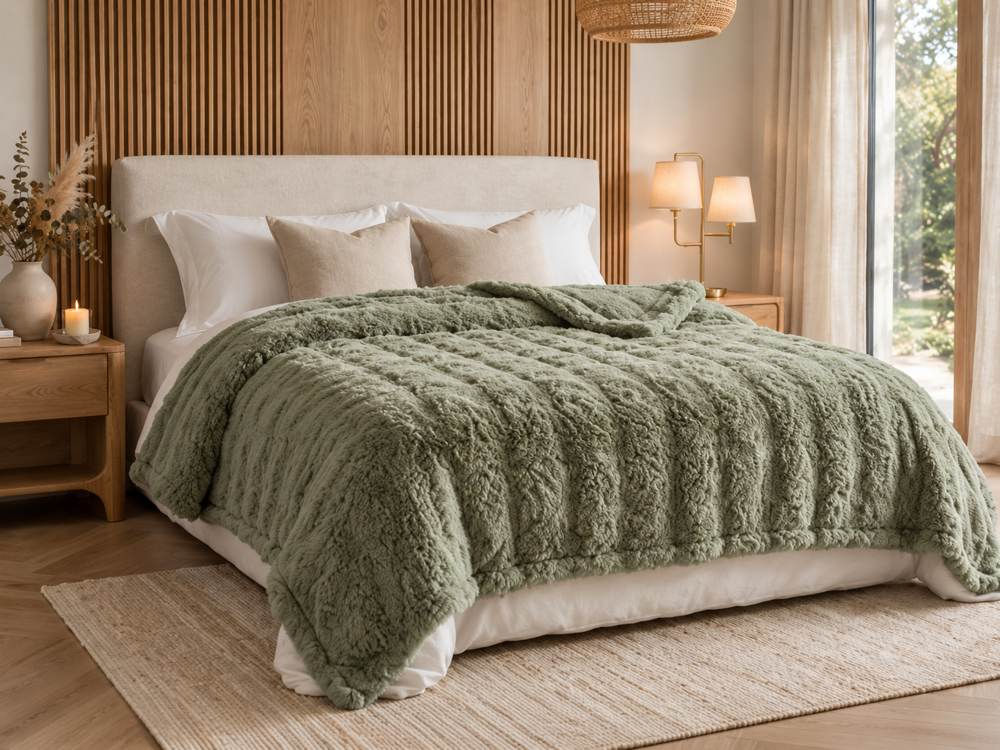 Edredom Bubble Premium Verde aplicado na cama