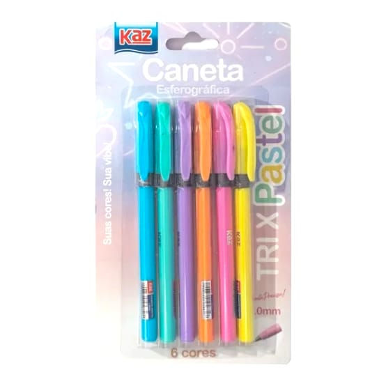 Kit de Canetas Esferográficas Tri X Pastel - 6 Cores