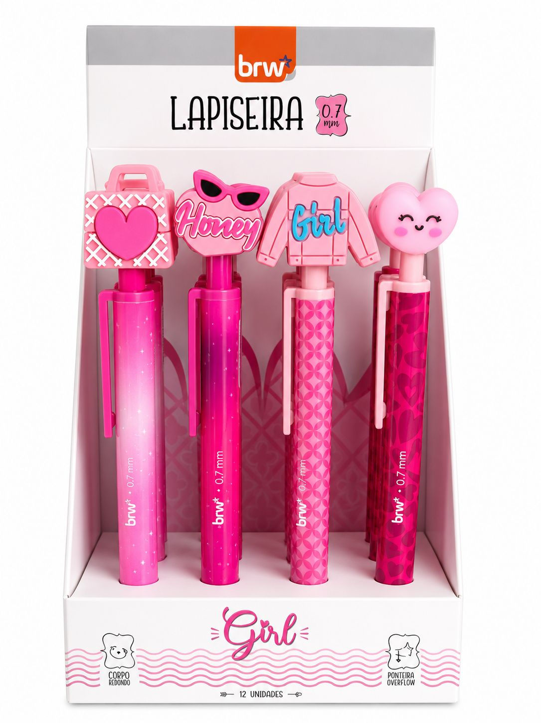 lapiseira BRW Girl 0.7mm - Coleção Fofa Com Ponteiras Divertidas