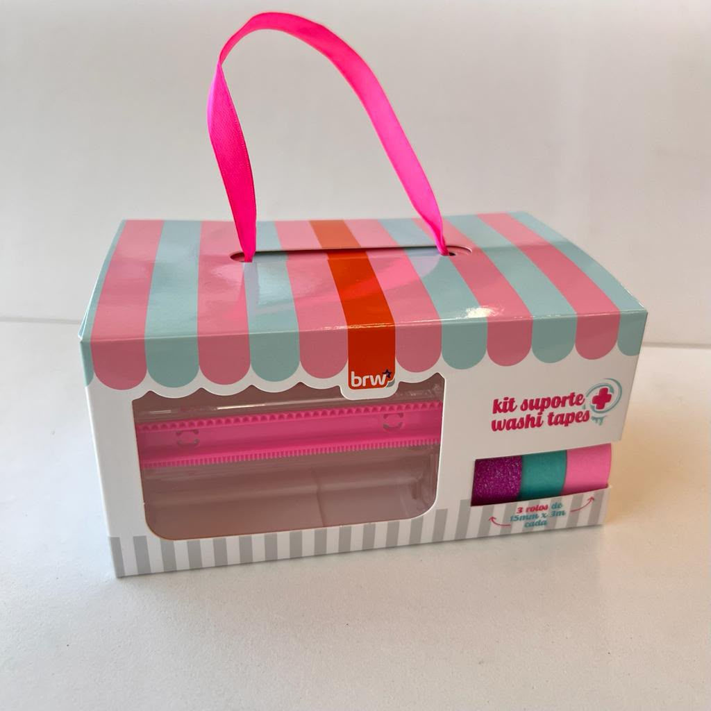 Kit Suporte para Washi Tape BRW ? 3 Fitas + Estojo Organizador