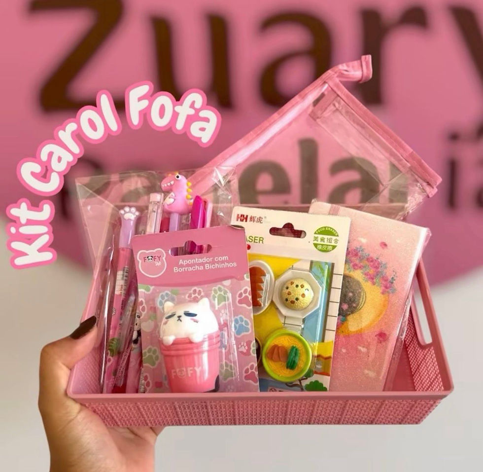 Kit Cerol Fofa com 10 Itens de Escola Apontador Borracha e Kit Borracha