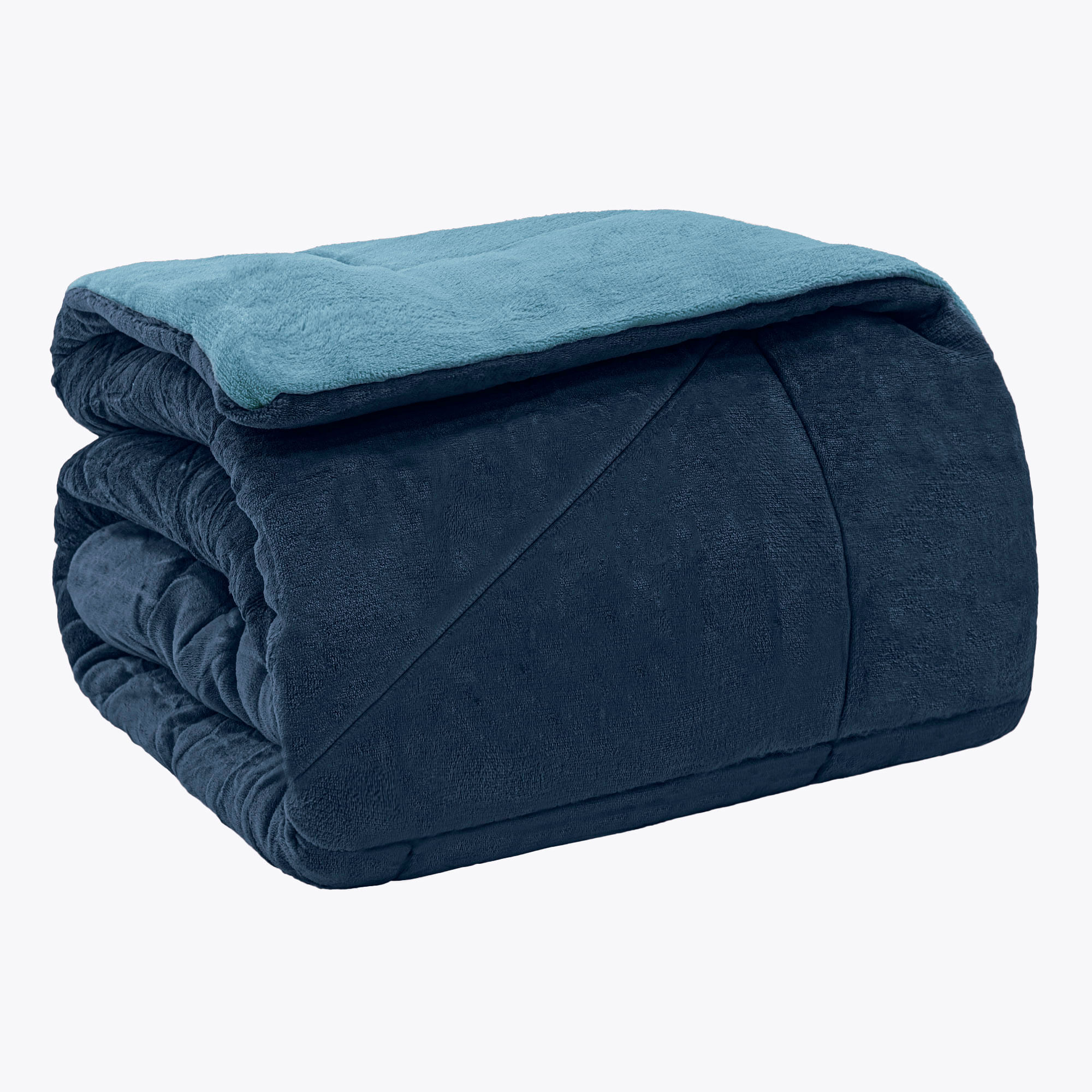 Edredom Plush Bicolor - Azul - Casal