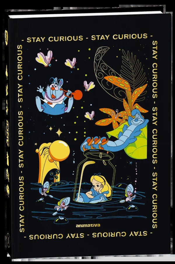 Caderno Colegial Alice in Wonderland Costurado 160 Folhas Animativa - Preto