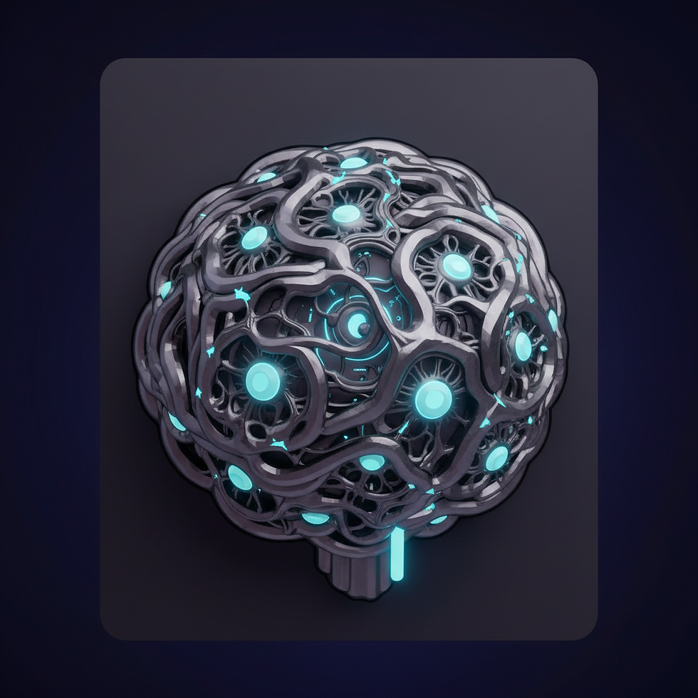 Chrome AI network sphere with glowing cyan nodes for AI, automation and data services