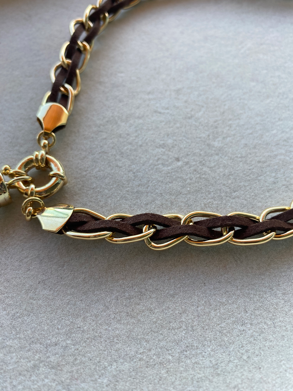 Miniatura: Corrente Couro Dente de Sabre Marrom