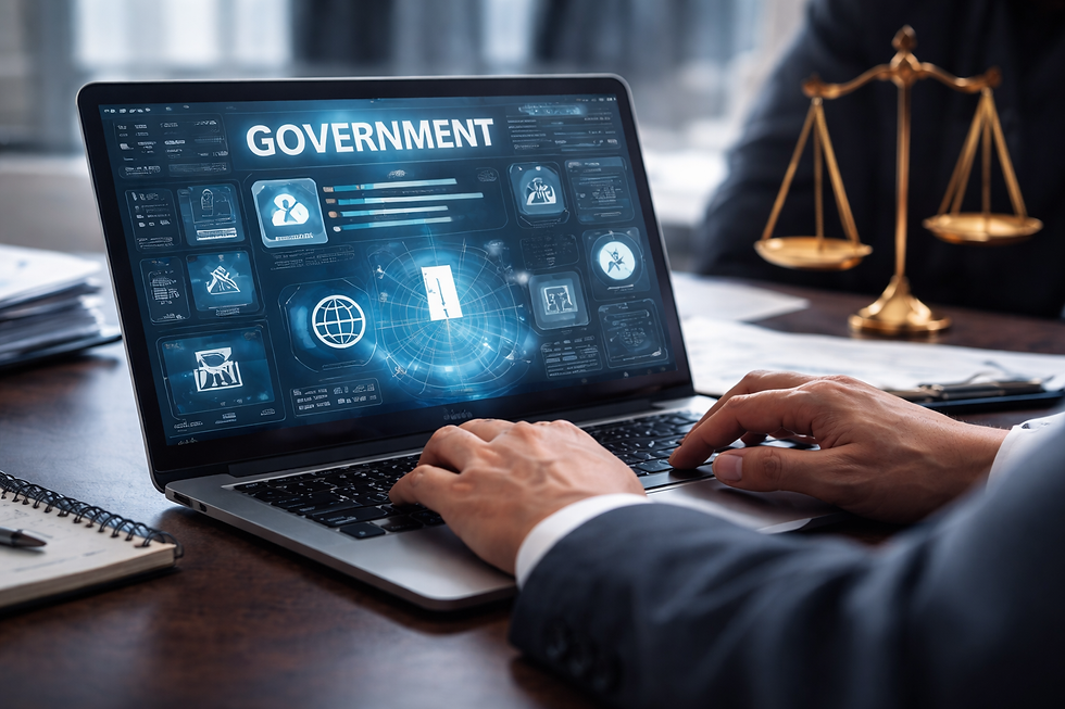 Policy team member using a governance dashboard with audit trail and remedy controls on a laptop.