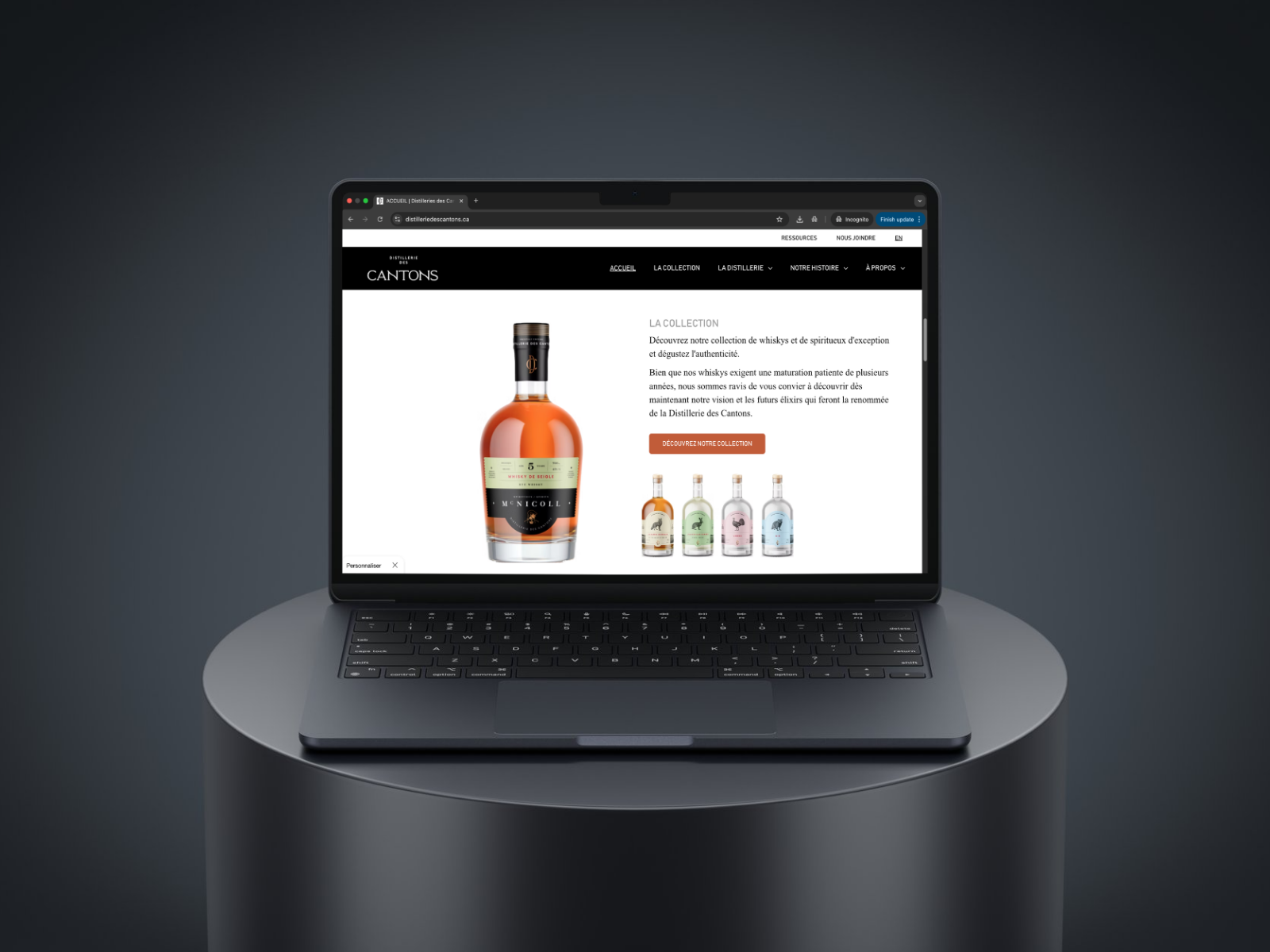 Réalisation Prowix — Distilleries Des Cantons, Alcool & Spiritueux sur Wix Studio