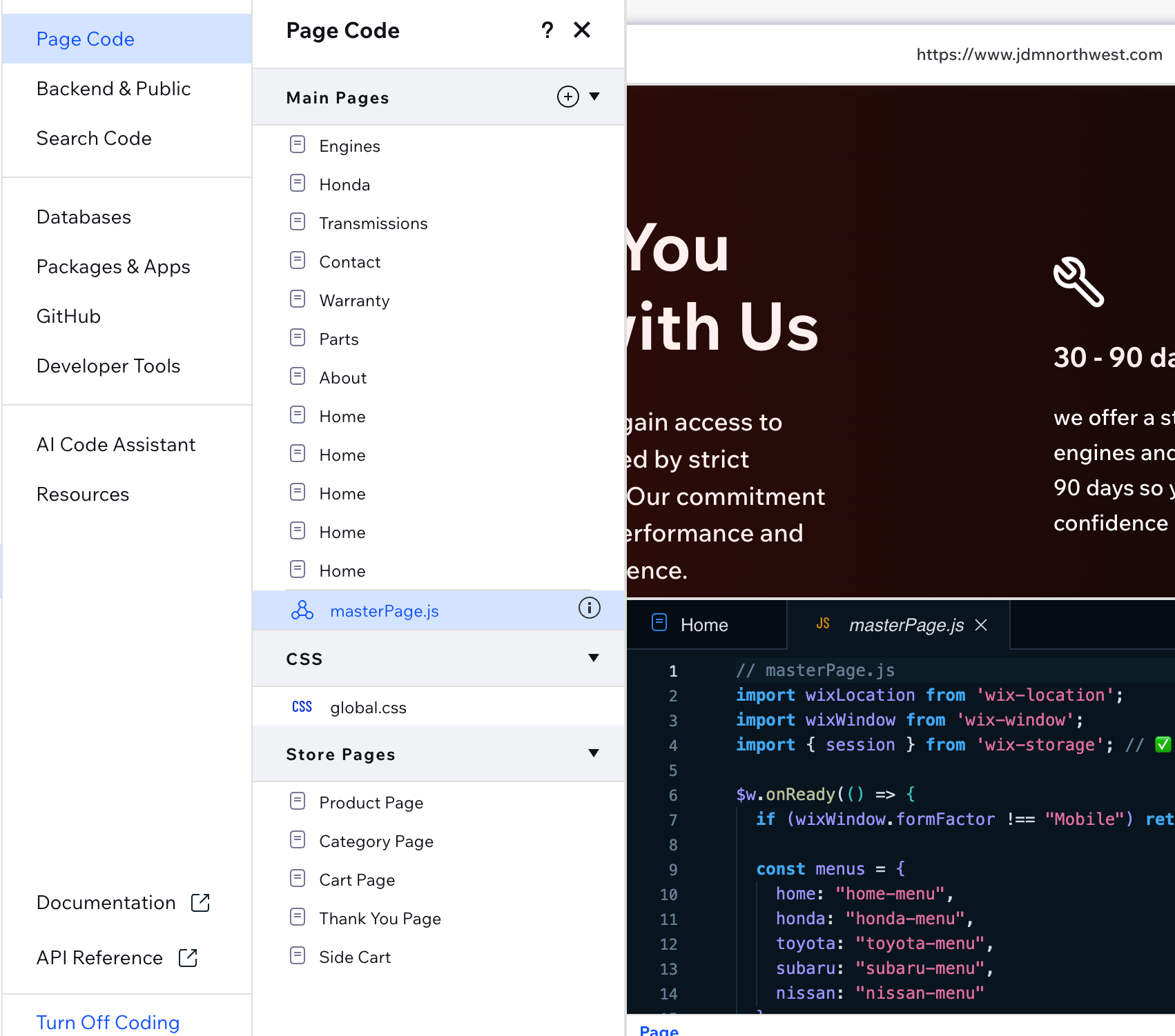 Développement Velo by Wix — applications sur mesure, API et logique métier pour sites Wix Studio