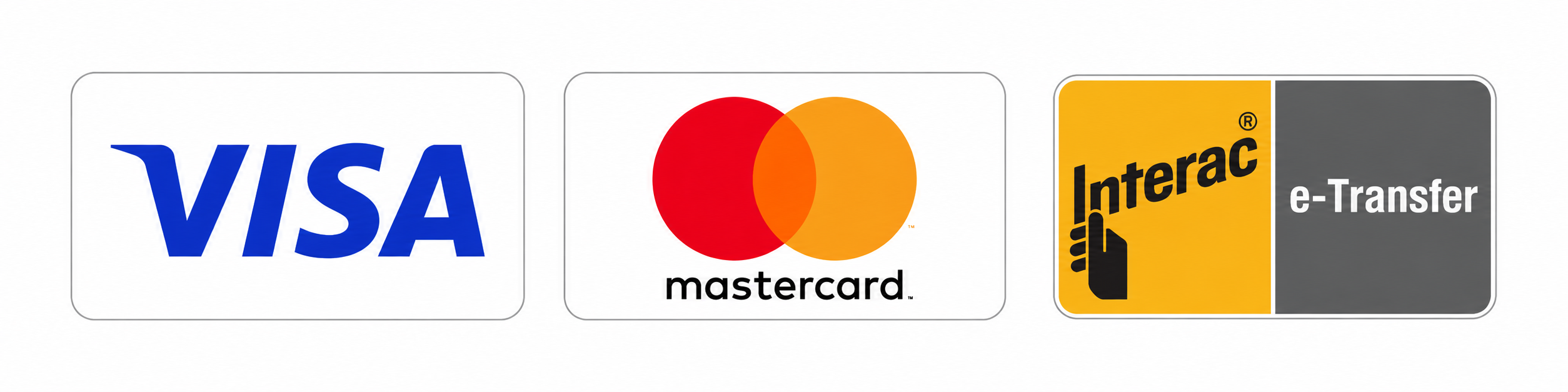 Modes de paiement acceptés : Visa, Mastercard et Interac e-Transfer
