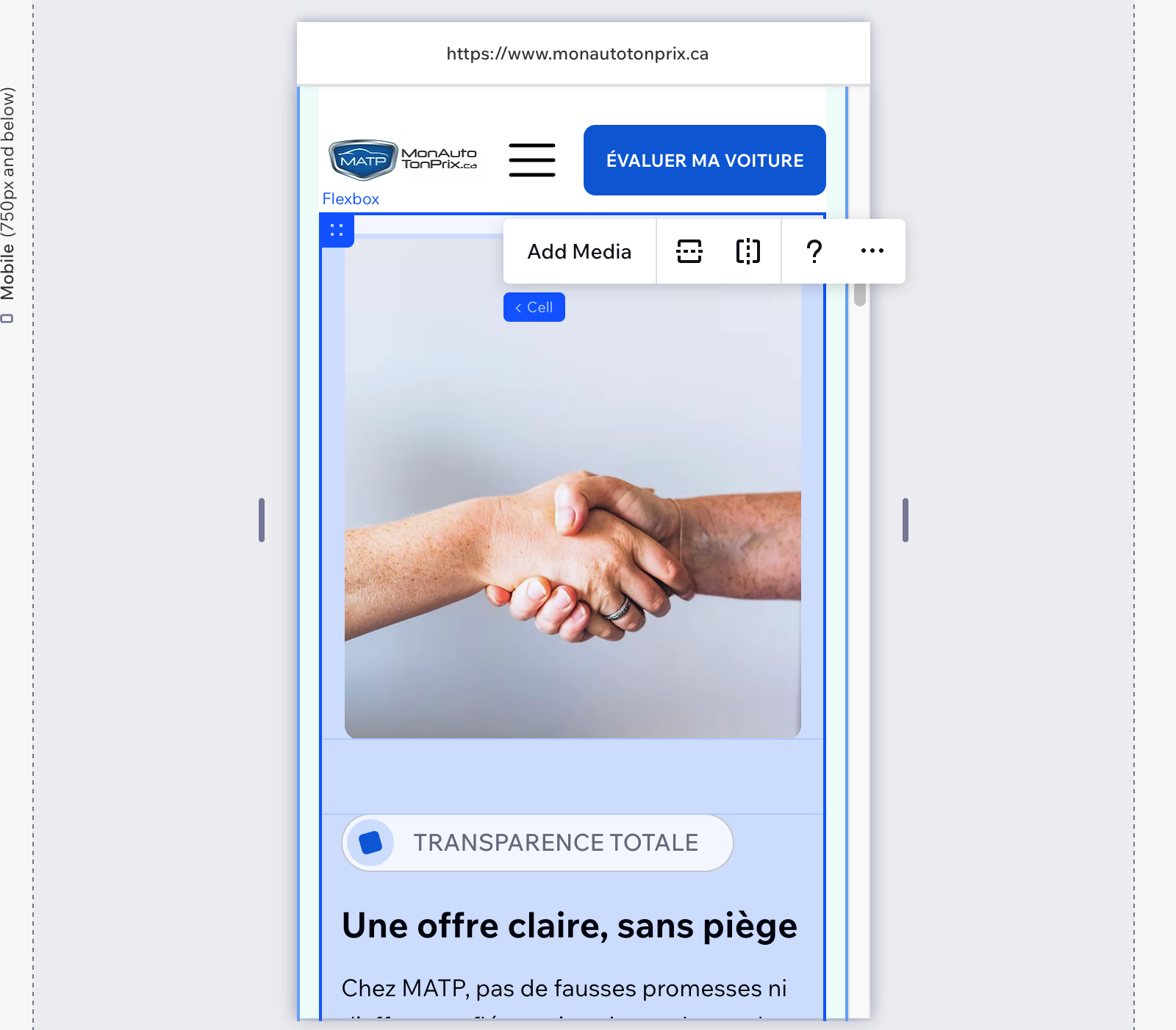 Interface Wix Studio — conception de site web professionnel au Québec