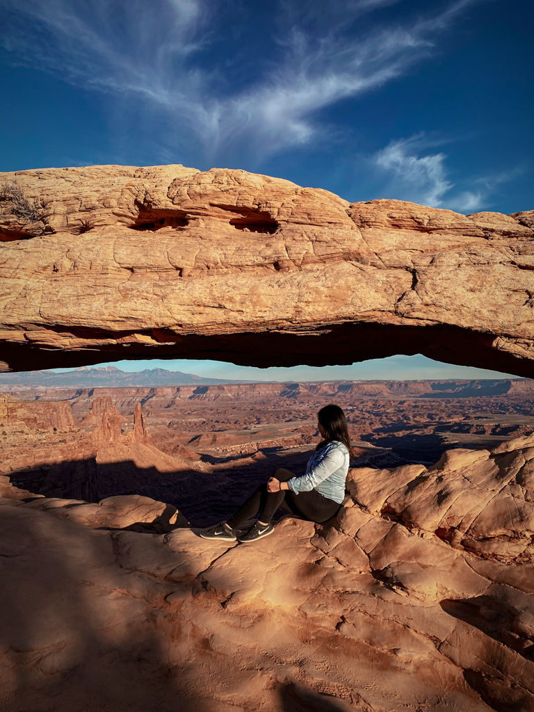 Sunset at Mesa Arch at Canyonlands National Park in Utah.