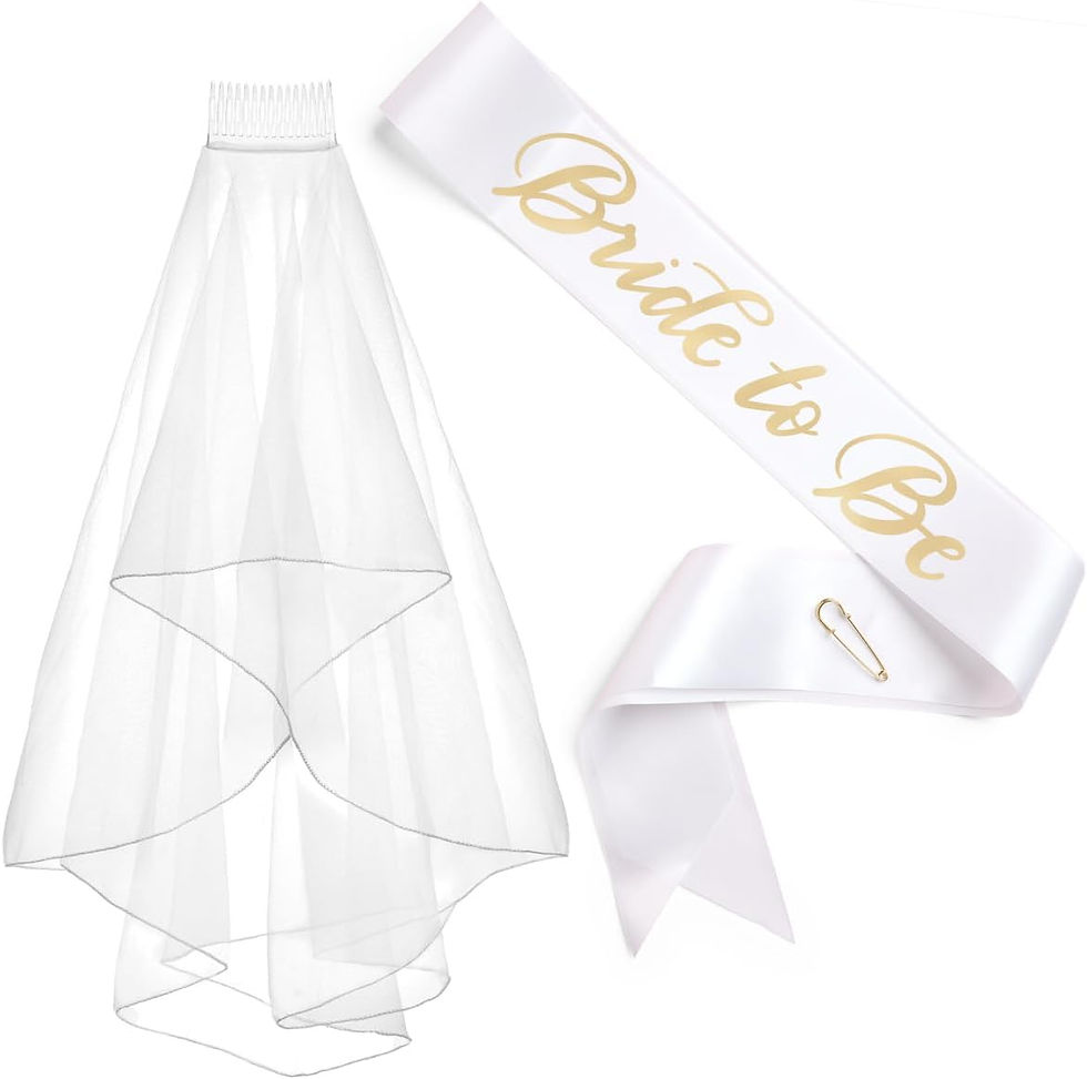 White Bachelorette Sash and Veil