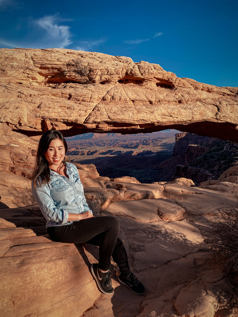 Sunset at Mesa Arch at Canyonlands National Park in Utah.