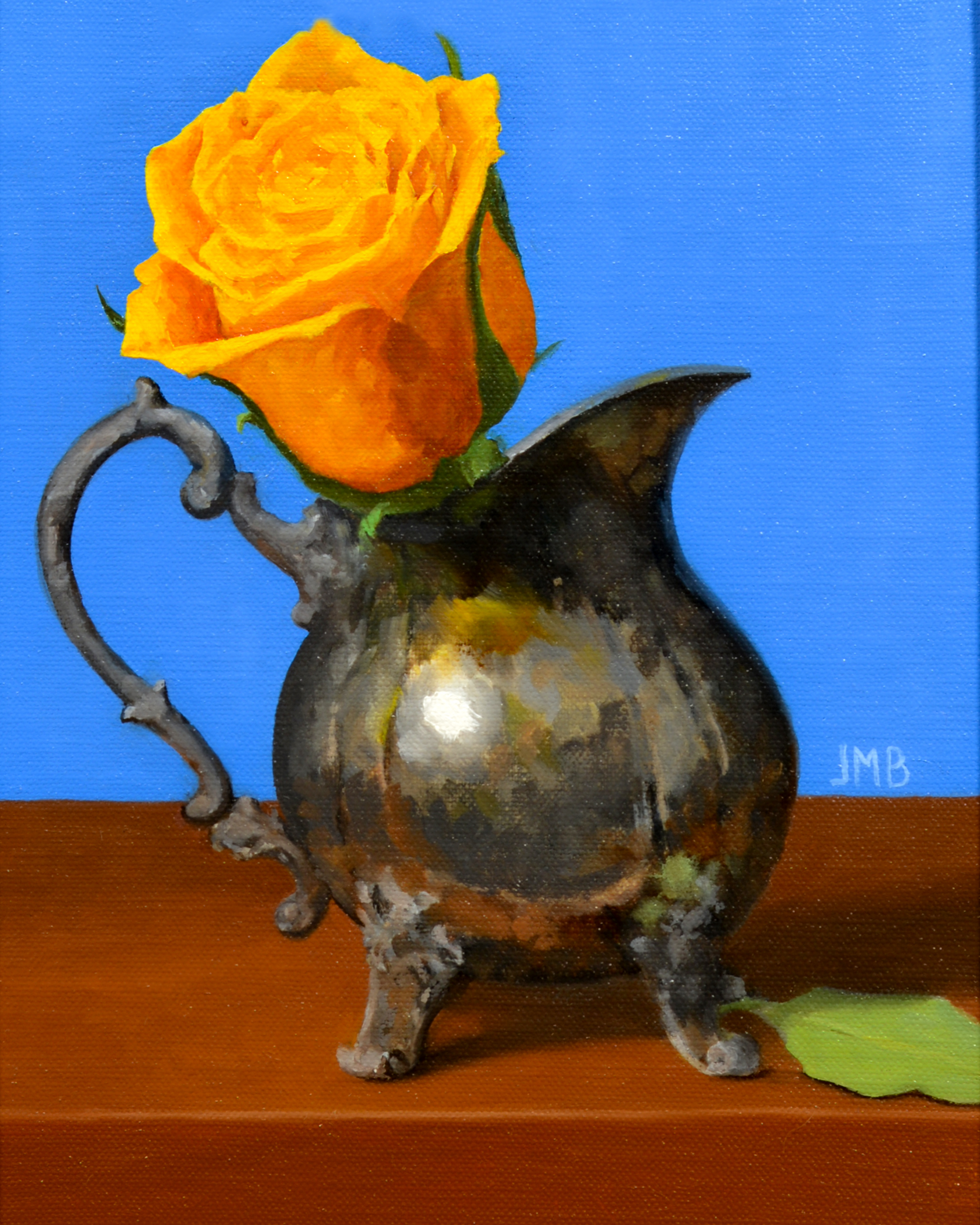 The Yellow & Blue Embrace, flower painting, jessica m. bravo, jessica bravo, still life, virginia artist, art