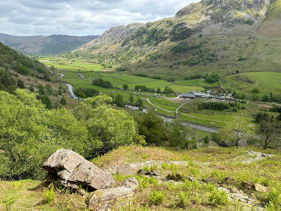 View overlooking Seathwaite Farm Campsite