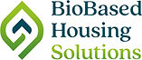 Logo van BioBased Housing Solutions met groene en blauwe tekst en een gestileerd bladicoon.
