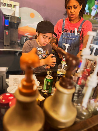 Even our youngest barista is learning a lesson in great coffee and even better work ethic!