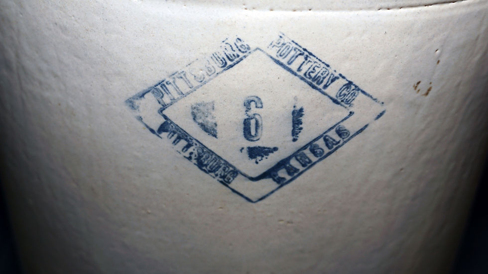 Thumbnail: 6 Gallons Stoneware Crock Mfg By Pittsburg Pottery Co - Kansas