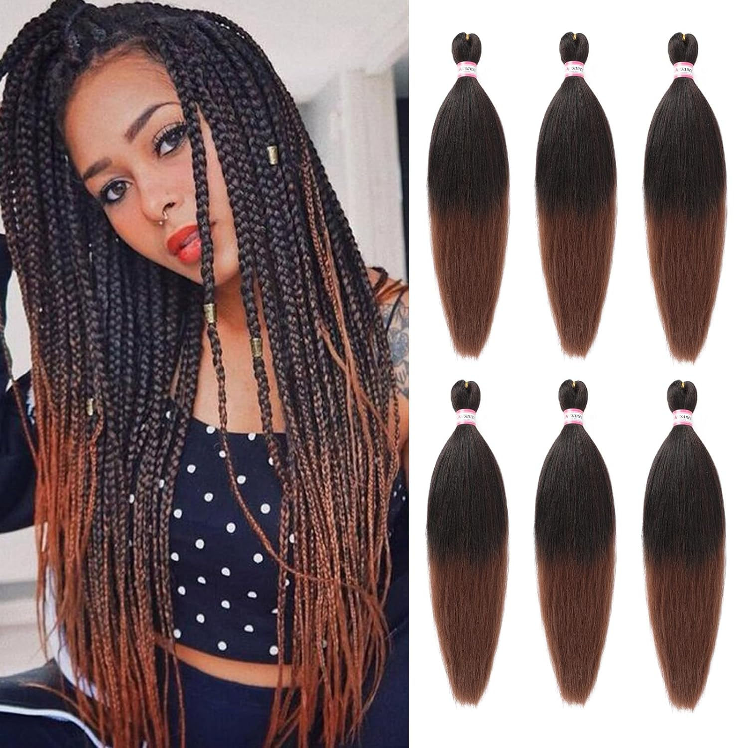 Pre Stretched Braiding Hair Extensions Black 12 Inch 8 Packs Girls Braiding Hai