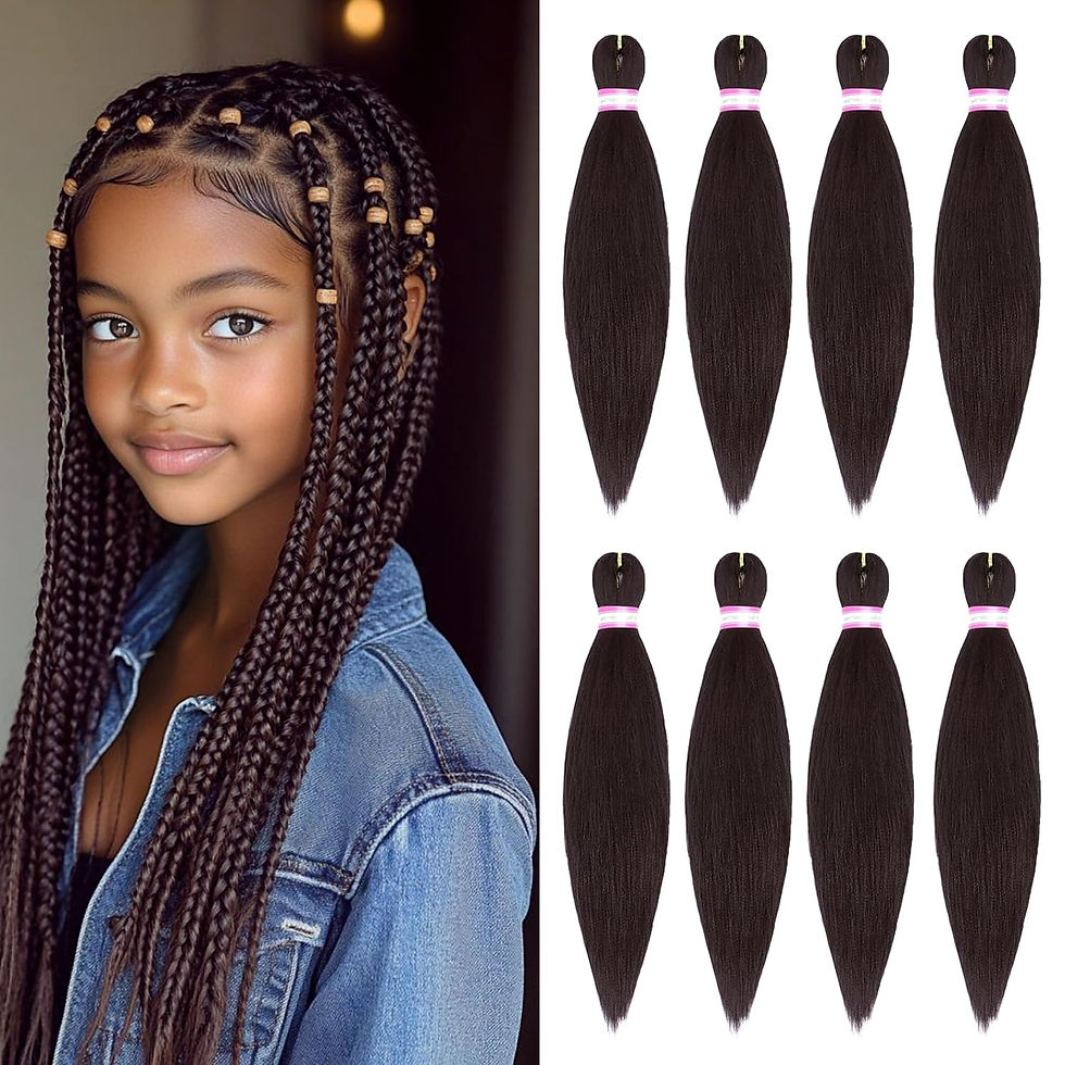 Miniatura: Pre Stretched Braiding Hair Extensions Black 12 Inch 8 Packs Girls Braiding Hai