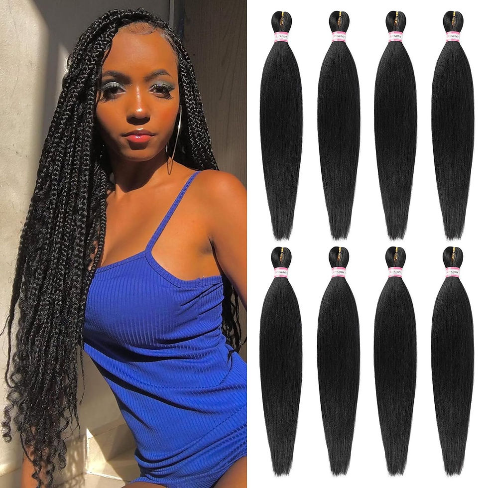 Miniatura: Pre Stretched Braiding Hair Extensions Black 12 Inch 8 Packs Girls Braiding Hai