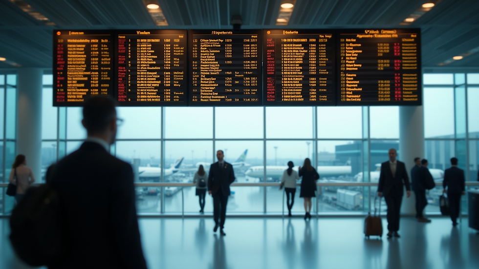High angle view of an airport departure board displaying flight information