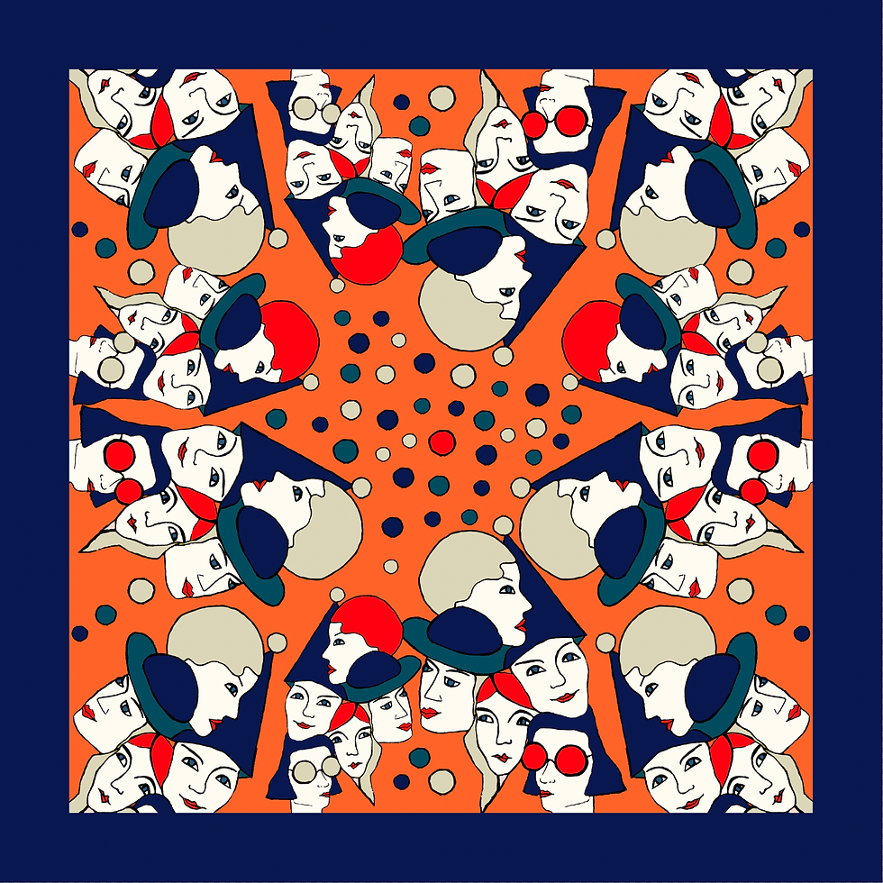 Miniature : Carré coton Lennon corail dessin