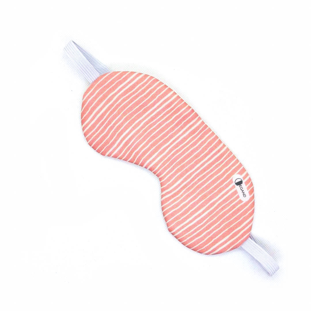 Masque de nuit à rayures arty rose poudre coton bio