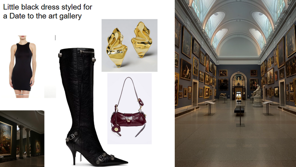 Little black dress styled for a Date to the art gallery