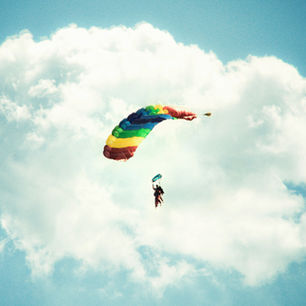 skydiving through a cloud