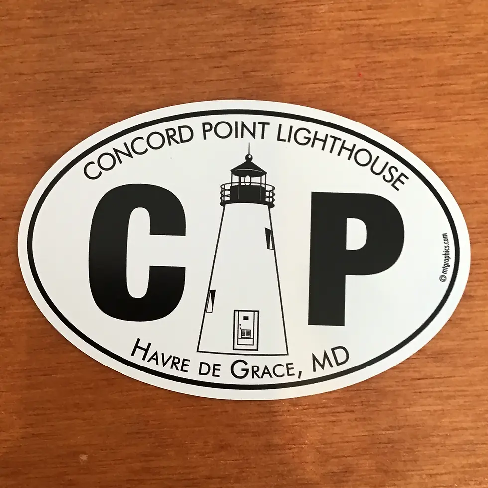 Oval Concord Point Lighthouse Magnet (Black & White)