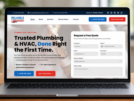 Before and After: A Local Plumbing and HVAC Website Redesign in Harford County, Maryland