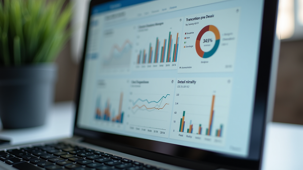 Close-up view of a laptop screen showing digital marketing analytics dashboard
