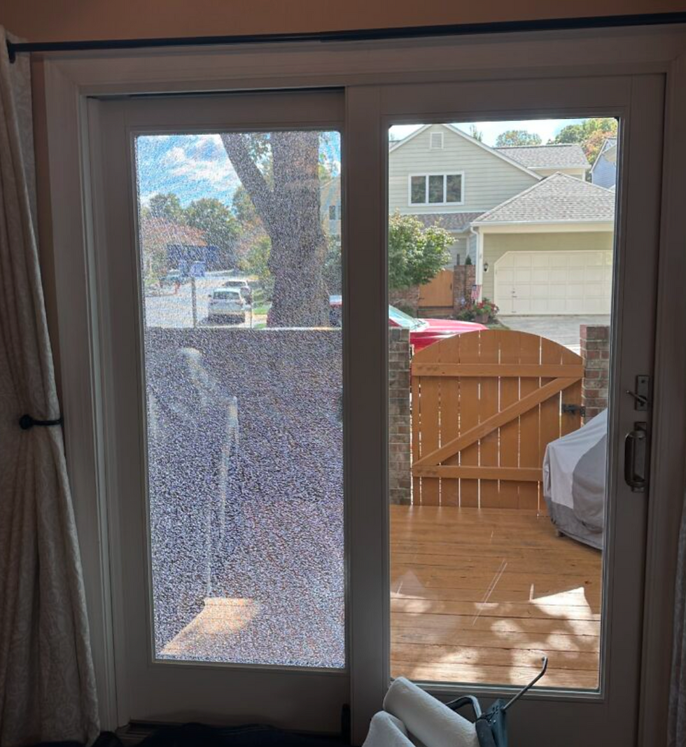 Broken Glass Sliding Door (Before)